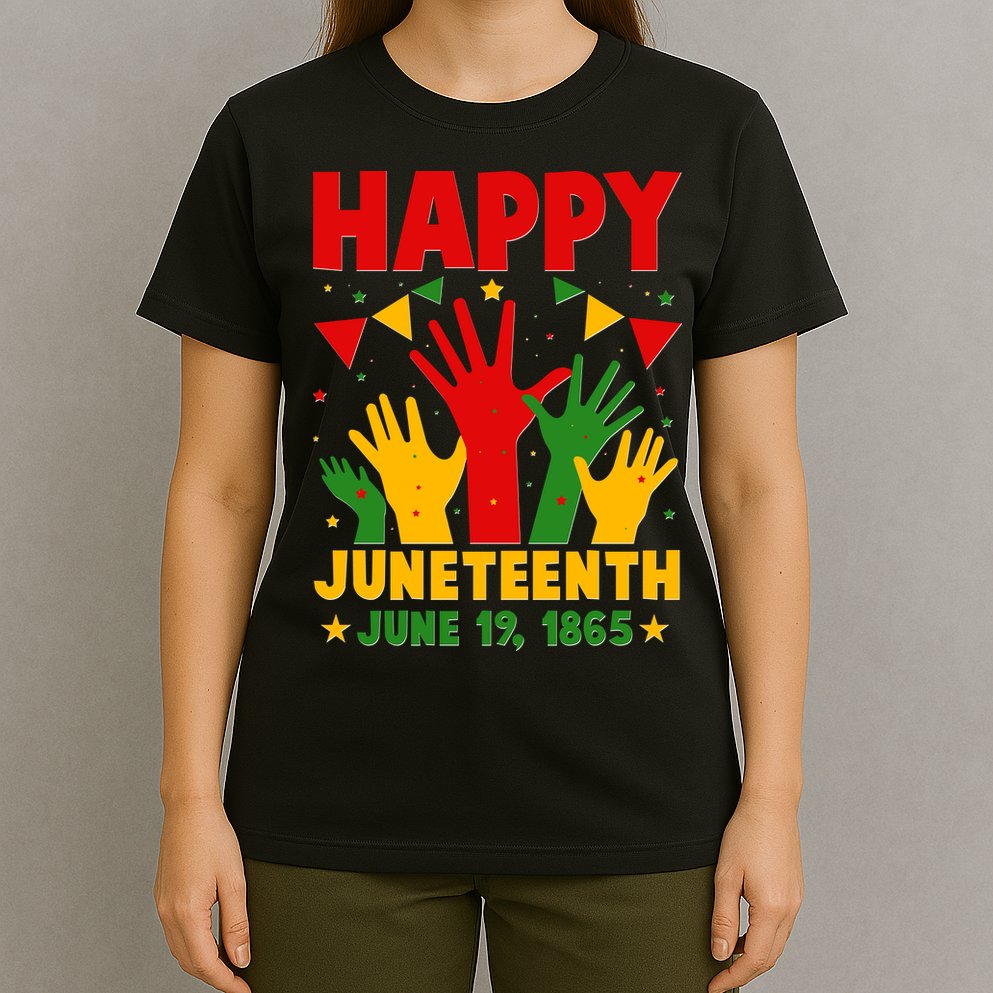 Happy Juneteenth June 19 1865 Celebration Raised Hands T-Shirt