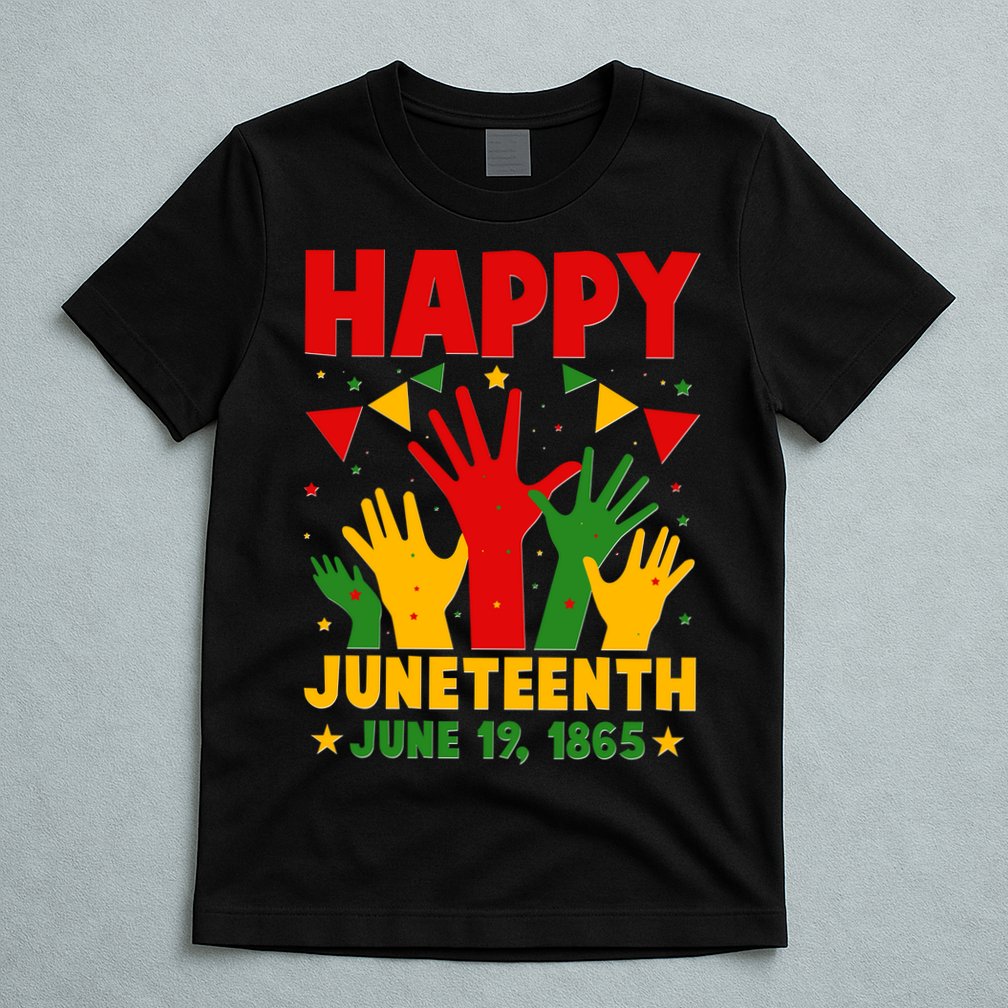 Happy Juneteenth June 19 1865 Celebration Raised Hands T-Shirt