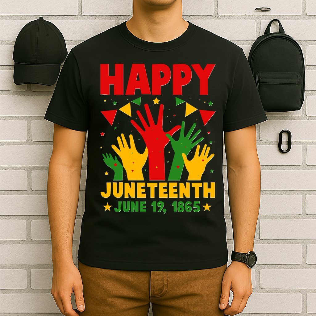 Happy Juneteenth June 19 1865 Celebration Raised Hands T-Shirt