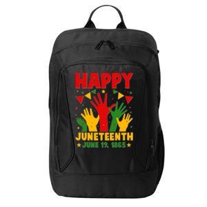 Happy Juneteenth June 19 1865 Celebration Raised Hands City Backpack