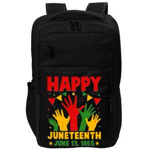 Happy Juneteenth June 19 1865 Celebration Raised Hands Impact Tech Backpack