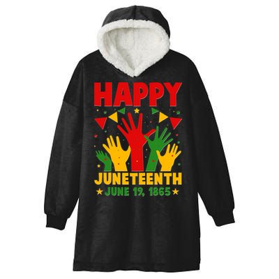 Happy Juneteenth June 19 1865 Celebration Raised Hands Hooded Wearable Blanket
