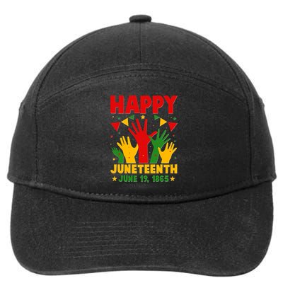Happy Juneteenth June 19 1865 Celebration Raised Hands 7-Panel Snapback Hat