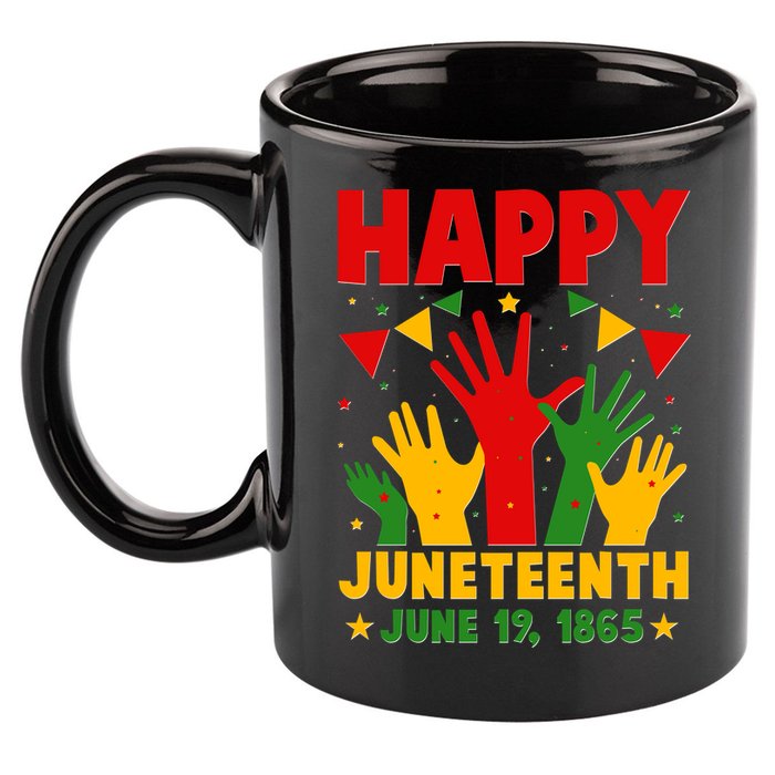 Happy Juneteenth June 19 1865 Celebration Raised Hands 11oz C Handle Ceramic Mug