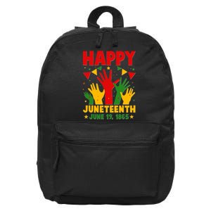 Happy Juneteenth June 19 1865 Celebration Raised Hands 16 in Basic Backpack