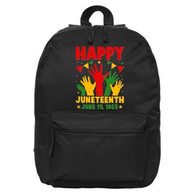 Happy Juneteenth June 19 1865 Celebration Raised Hands 16 in Basic Backpack