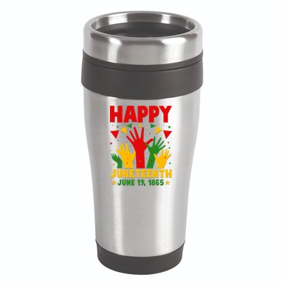 Happy Juneteenth June 19 1865 Celebration Raised Hands 16oz Travel Tumbler