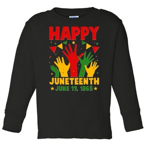 Happy Juneteenth June 19 1865 Celebration Raised Hands Toddler Long Sleeve Shirt