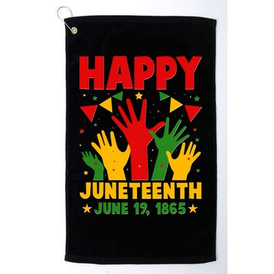 Happy Juneteenth June 19 1865 Celebration Raised Hands Golf Towel