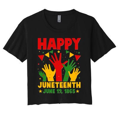 Happy Juneteenth June 19 1865 Celebration Raised Hands Crop Top