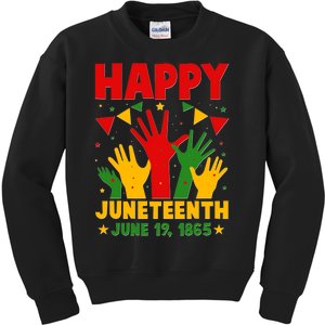 Happy Juneteenth June 19 1865 Celebration Raised Hands Kids Sweatshirt