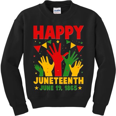 Happy Juneteenth June 19 1865 Celebration Raised Hands Kids Sweatshirt