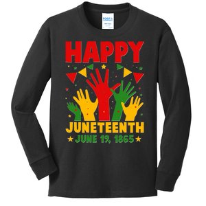 Happy Juneteenth June 19 1865 Celebration Raised Hands Kids Long Sleeve Shirt