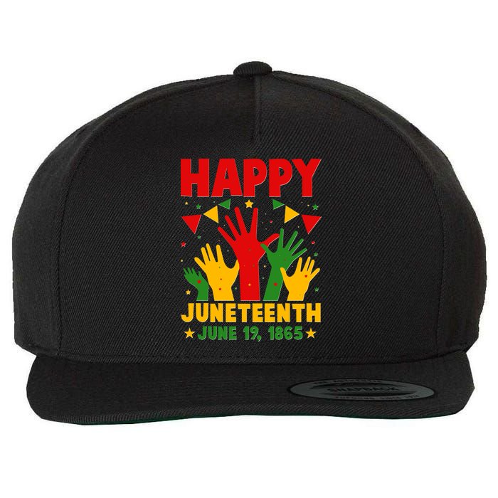Happy Juneteenth June 19 1865 Celebration Raised Hands Wool Snapback Cap