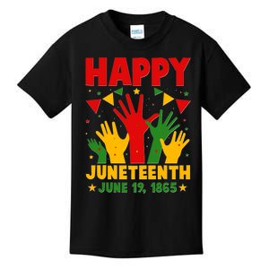 Happy Juneteenth June 19 1865 Celebration Raised Hands Kids T-Shirt