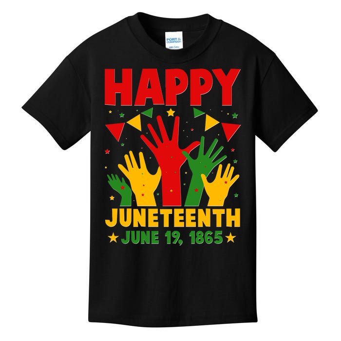 Happy Juneteenth June 19 1865 Celebration Raised Hands Kids T-Shirt