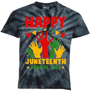 Happy Juneteenth June 19 1865 Celebration Raised Hands Kids Tie-Dye T-Shirt