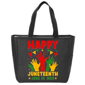 Happy Juneteenth June 19 1865 Celebration Raised Hands Zip Tote Bag