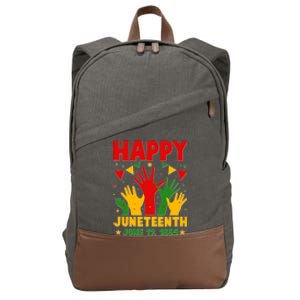 Happy Juneteenth June 19 1865 Celebration Raised Hands Cotton Canvas Backpack