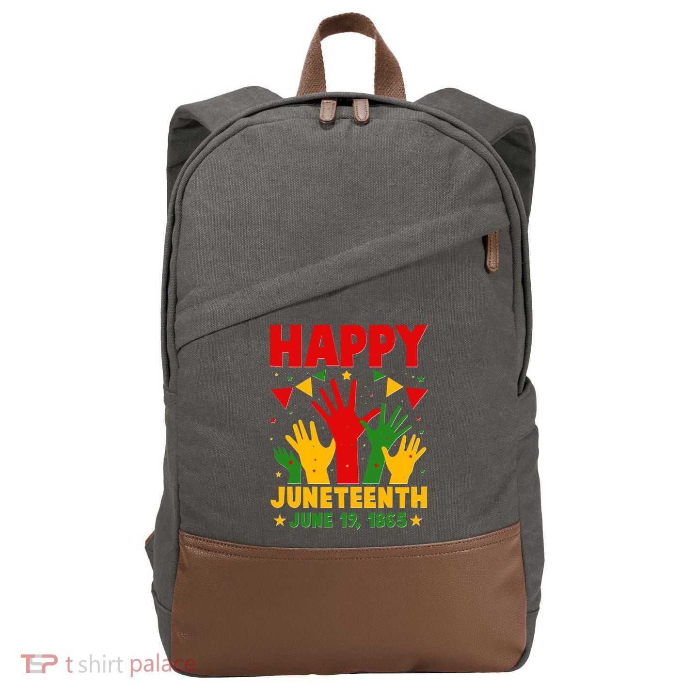 Happy Juneteenth June 19 1865 Celebration Raised Hands Cotton Canvas Backpack