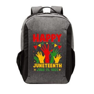 Happy Juneteenth June 19 1865 Celebration Raised Hands Vector Backpack