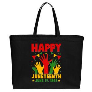 Happy Juneteenth June 19 1865 Celebration Raised Hands Cotton Canvas Jumbo Tote