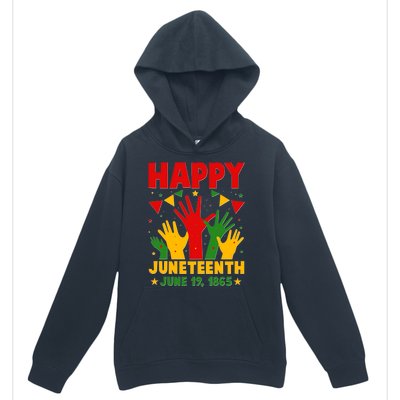 Happy Juneteenth June 19 1865 Celebration Raised Hands Urban Pullover Hoodie