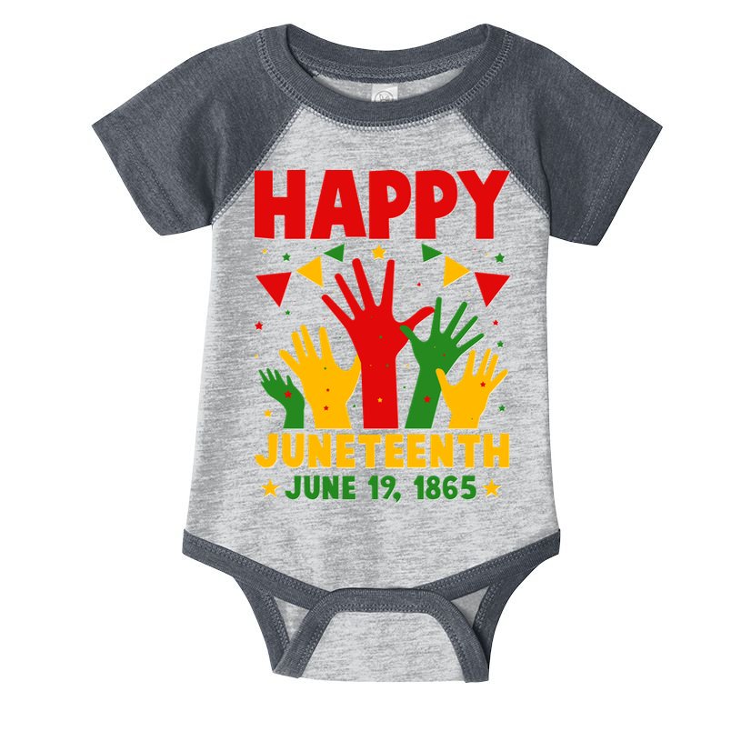 Happy Juneteenth June 19 1865 Celebration Raised Hands Infant Baby Jersey Bodysuit