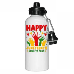 Happy Juneteenth June 19 1865 Celebration Raised Hands Aluminum Water Bottle