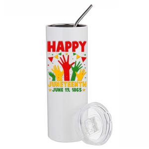 Happy Juneteenth June 19 1865 Celebration Raised Hands Stainless Steel Tumbler