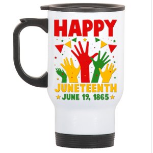 Happy Juneteenth June 19 1865 Celebration Raised Hands Stainless Steel Travel Mug