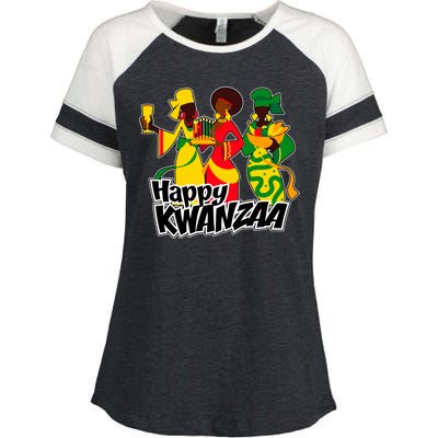 Happy Kwanzaa Celebration  Enza Ladies Jersey Colorblock Tee