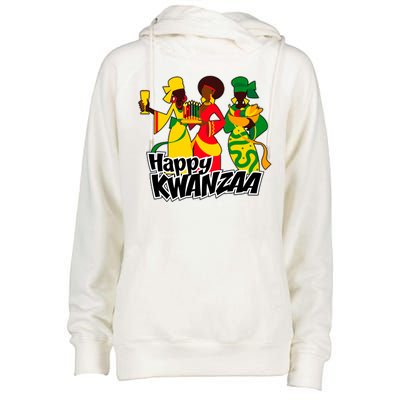 Happy Kwanzaa Celebration  Womens Funnel Neck Pullover Hood