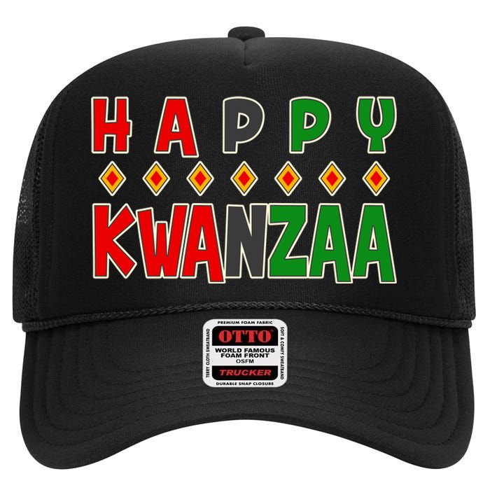 Happy Kwanzaa Holiday High Crown Mesh Back Trucker Hat