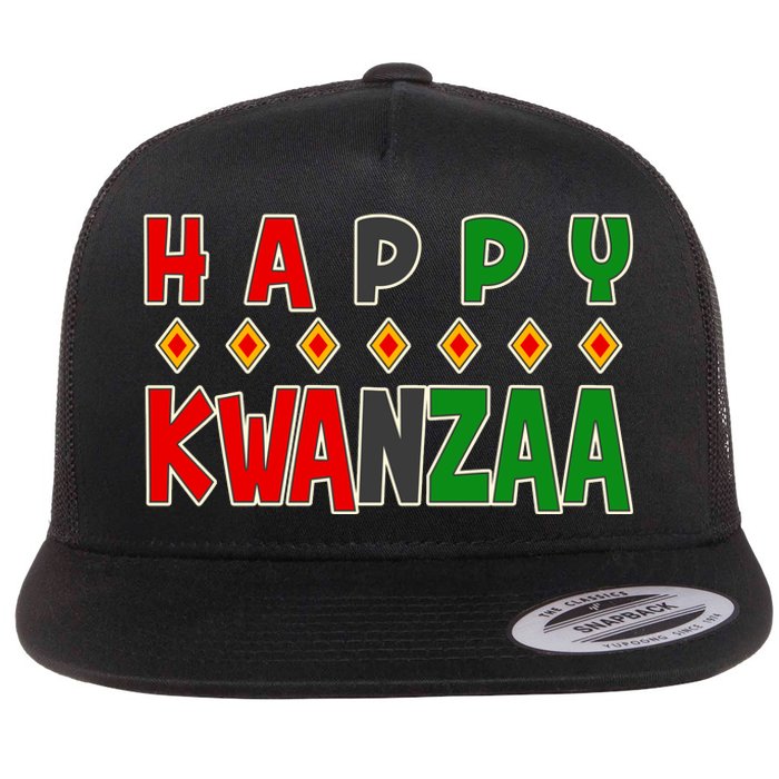 Happy Kwanzaa Holiday Flat Bill Trucker Hat