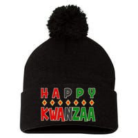 Happy Kwanzaa Holiday Pom Pom 12in Knit Beanie