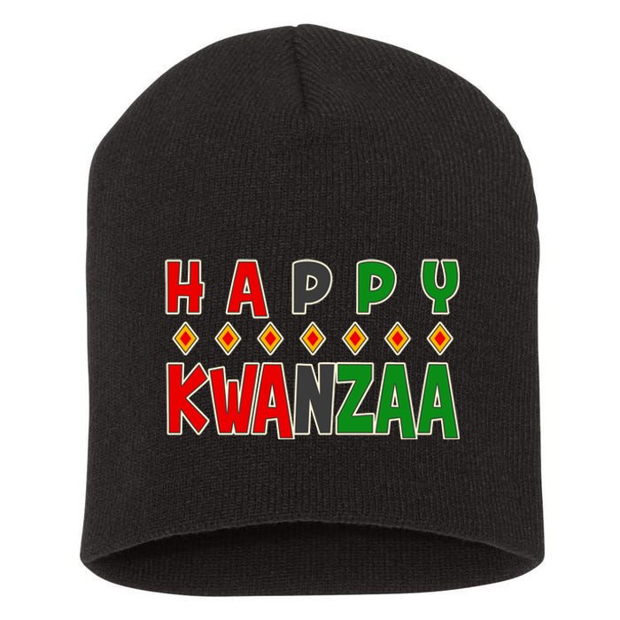 Happy Kwanzaa Holiday Short Acrylic Beanie