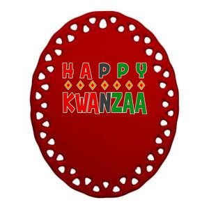 Happy Kwanzaa Holiday Ceramic Oval Ornament