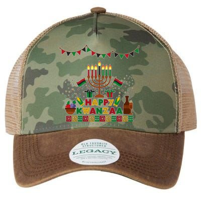 Happy Kwanzaa Traditional Colors Kinara Candles Legacy Tie Dye Trucker Hat