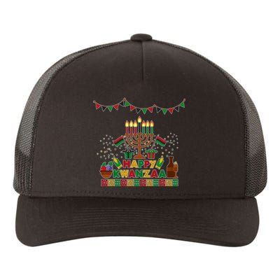 Happy Kwanzaa Traditional Colors Kinara Candles Yupoong Adult 5-Panel Trucker Hat