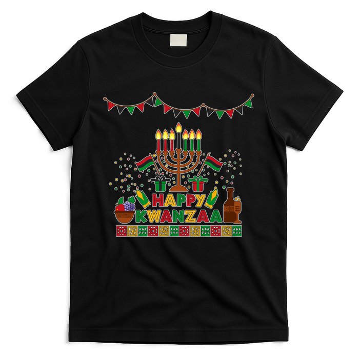 Happy Kwanzaa Traditional Colors Kinara Candles T-Shirt