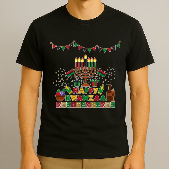 Happy Kwanzaa Traditional Colors Kinara Candles T-Shirt