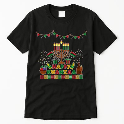 Happy Kwanzaa Traditional Colors Kinara Candles Tall T-Shirt