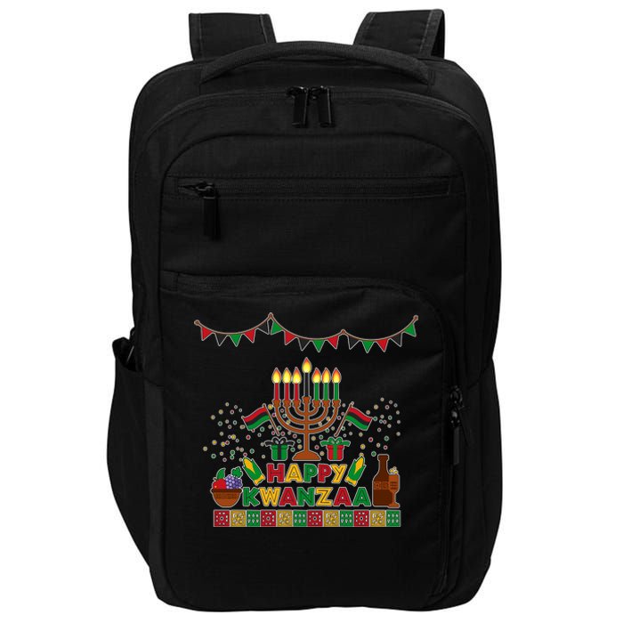 Happy Kwanzaa Traditional Colors Kinara Candles Impact Tech Backpack