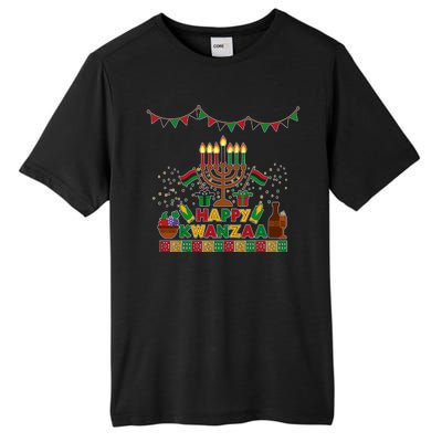 Happy Kwanzaa Traditional Colors Kinara Candles Tall Fusion ChromaSoft Performance T-Shirt