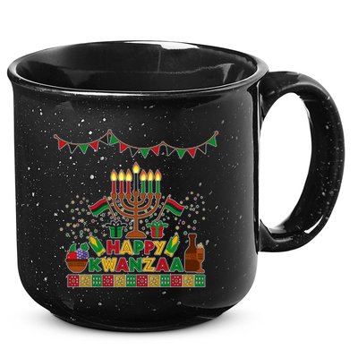 Happy Kwanzaa Traditional Colors Kinara Candles 15oz Campfire Ceramic Mug