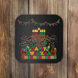 Happy Kwanzaa Traditional Colors Kinara Candles Coaster