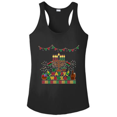 Happy Kwanzaa Traditional Colors Kinara Candles Ladies PosiCharge Competitor Racerback Tank