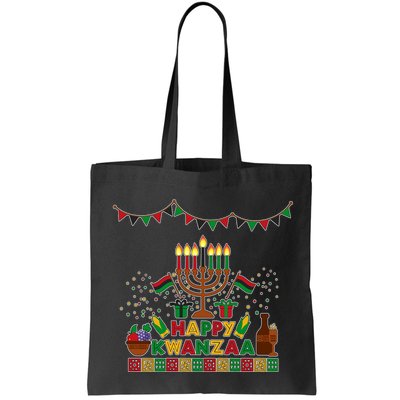 Happy Kwanzaa Traditional Colors Kinara Candles Tote Bag