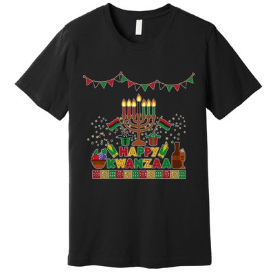 Happy Kwanzaa Traditional Colors Kinara Candles Premium T-Shirt